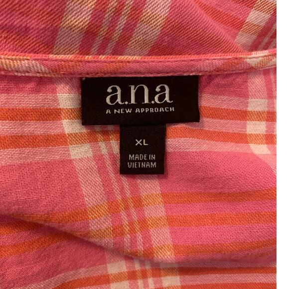 Anna pink plaid 1/2 sleeves wrap blouse size XL - Picture 3 of 8